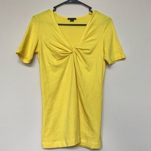 Theory Yellow Twist Front V neck Top Size Small